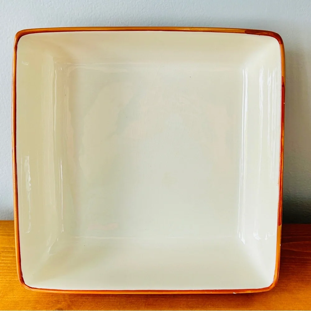 Vintage ND Hand-Painted Ceramic Italian Village Countryside Square Serving Dish